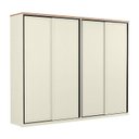 Ver imagem 2 de Guarda Roupa 4 Portas de Correr 100% MDF Americano Fancy Off White/Areia/Wood