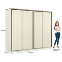 Ver imagem 3 de Guarda Roupa 4 Portas de Correr 100% MDF Americano Fancy Off White/Areia/Wood