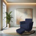 Ver imagem 1 de Poltrona de Amamentação com Puff Flavia Suede Azul Marinho - Pallazio