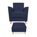 Ver imagem 3 de Poltrona de Amamentação com Puff Flavia Suede Azul Marinho - Pallazio