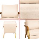 Ver mais imagens de Kit 4 Poltrona Sala Decorativa Stella Estofada Linho Bege Base Madeira Castanho - Arkell