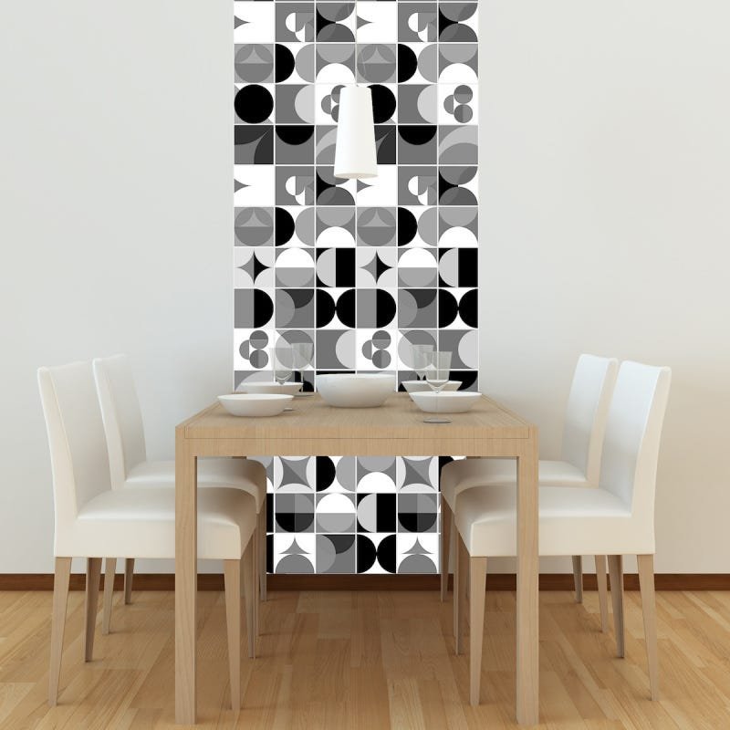 Adesivo de Azulejo Geométrica Preto e Branco 15x15 cm com 18un - 3