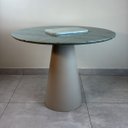 Ver imagem 4 de Mesa de Jantar Cone Redonda 80 Cm Tampo Mármore Verde da Vinci e Base Off White