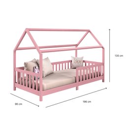 Cama Infantil Montessoriana Casa Madeira com Estrado Nina Rosa - 9