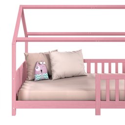 Cama Infantil Montessoriana Casa Madeira com Estrado Nina Rosa - 6