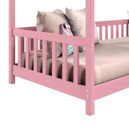 Cama Infantil Montessoriana Casa Madeira com Estrado Nina Rosa - 3