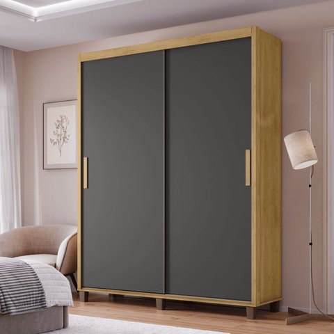 Guarda-Roupa Casal 2 Portas de Correr 188,5cm com 3 Gavetas Linha Barcelona