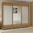 Ver imagem 1 de Guarda Roupa Nice 2 Gavetas 3 Portas com Espelho Lopas Amendoa Clean/off White