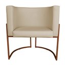Ver imagem 3 de Kit 3 Poltronas Decorativa Luana Base Bronze Pu Bege - Montanaris Decor Md Montanaris Decor