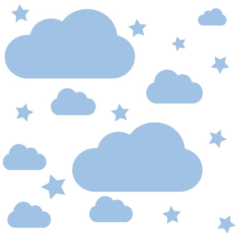 Adesivo de Parede Nuvens Azul 64 un para Quarto Infantil - 2