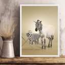 Ver imagem 2 de Quadro Decorativo para Lavanderia - Zebra 24x18cm:moldura Branca