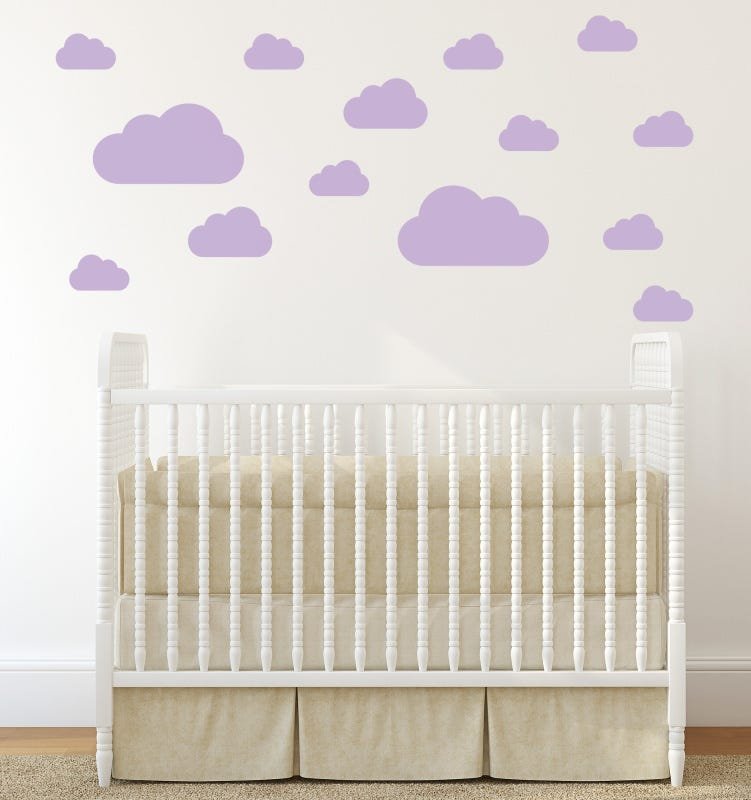 Adesivo de Parede Nuvens Lilás para Quarto Infantil - 1