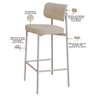 Banqueta Alta Bar Cozinha Sala de Jantar Aço Branco Kaira C01 Linho Areia - Lyam Decor - 4