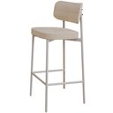 Ver imagem 1 de Banqueta Alta Bar Cozinha Sala de Jantar Aço Branco Kaira C01 Linho Areia - Lyam Decor