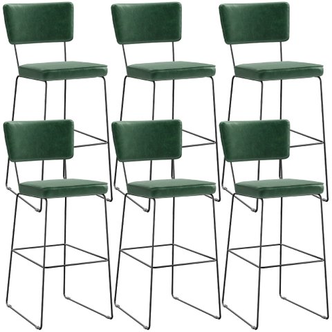 Kit 6 Banquetas Altas Cozinha Sala Jantar Base em Aço Fixa Allana L02 Facto Verde Musgo - Lyam