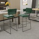 Ver imagem 2 de Kit 6 Banquetas Altas Cozinha Sala Jantar Base em Aço Fixa Allana L02 Facto Verde Musgo - Lyam