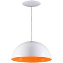 Ver imagem 1 de Pendente Meia Lua 50cm Luminária Alumínio Branco Brilhante com Laranja - Rei da Iluminação