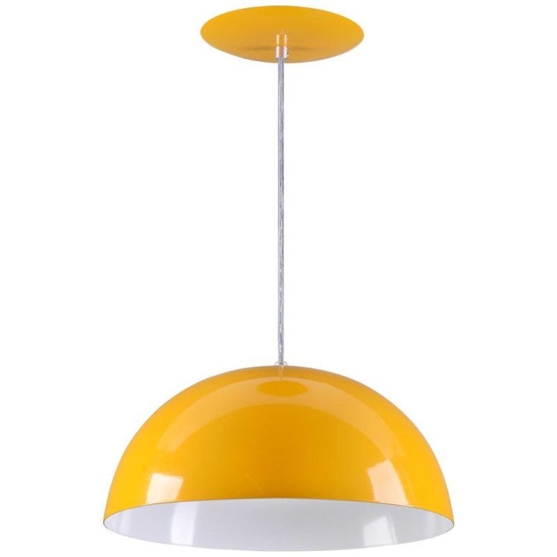 Pendente Meia Lua 50cm Luminária Alumínio Amarelo - Rei da Iluminação - 1