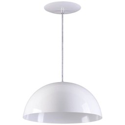 Pendente Meia Lua 50cm Luminária Alumínio Branco Textura - Rei da Iluminação - 1