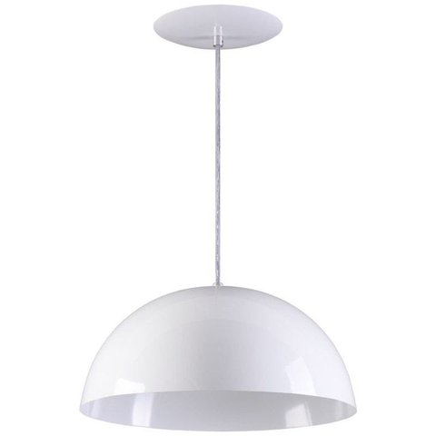 Pendente Meia Lua 34cm Luminária Alumínio Branco Textura - Rei da Iluminação