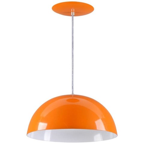 Pendente Meia Lua 40cm Luminária Alumínio Laranja - Rei da Iluminação