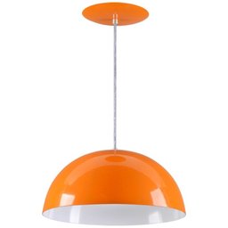 Pendente Meia Lua 50cm Luminária Alumínio Laranja - Rei da Iluminação - 1 Pendente Meia Lua 50cm Luminária Alumínio Laranja - Rei da Iluminação - 1