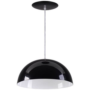Pendente Meia Lua 50cm Luminária Alumínio Preto Fosco - Rei da Iluminação