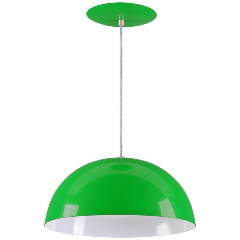 Pendente Meia Lua 50cm Luminária Alumínio Verde - Rei da Iluminação - 1