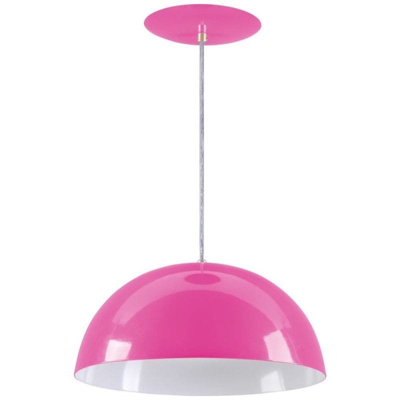 Pendente Meia Lua 50cm Luminária Alumínio Rosa - Rei da Iluminação - 1