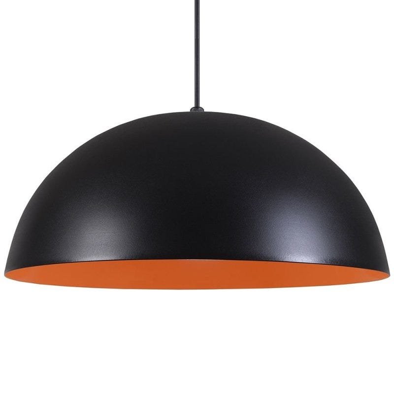 Pendente Meia Lua 50cm Luminária Alumínio Preto Textura com Laranja - Rei Da Iluminação - 3