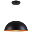 Ver imagem 1 de Pendente Meia Lua 50cm Luminária Alumínio Preto Textura com Cobre - Rei Da Iluminação