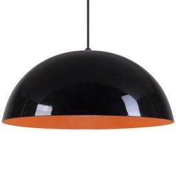 Pendente Meia Lua 34cm Luminária Alumínio Preto Brilhante com Laranja - Rei Da Iluminação - 3