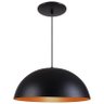 Pendente Meia Lua 34cm Luminária Alumínio Preto Textura com Cobre - Rei Da Iluminação - 1