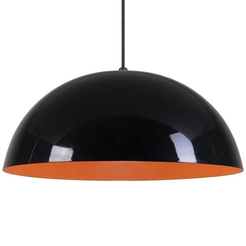 Pendente Meia Lua 50cm Luminária Alumínio Preto Brilhante com Laranja - Rei da Iluminação - 3