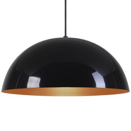 Pendente Meia Lua 50cm Luminária Alumínio Preto Brilhante com Cobre - Rei da Iluminação - 3