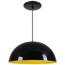 Ver imagem 1 de Pendente Meia Lua 34cm Luminária Alumínio Preto Brilhante com Amarelo - Rei Da Iluminação