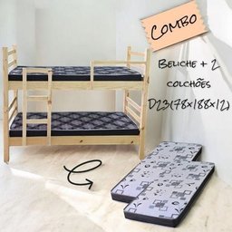 Beliche com 2 Colchões D20 Solteiro 78cm | Madeira Rústica | Pronto para Usar - 4