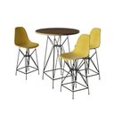 Ver imagem 1 de Jogo Mesa Bistrô Eames Tampo Amêndoa 60Cm 3 Banquetas Amarela Base Ferro Preto - Cor: Amendoa