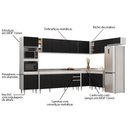 Ver imagem 3 de Armário de Cozinha Modulada de Canto 9 Peças CP06 Balcão com Pia Inox Branco/Preto - Lumil Lumil Móv