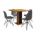 Ver imagem 6 de Mesa Jantar Londres Quadrada Canela 90cm Base Preta 4 Cadeiras Eames Estofadas Grafite Ferro Preto