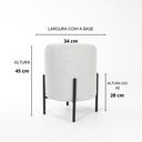 Ver imagem 3 de Puff Siena Decorativo Tecido Linho Banqueta Redondo Pés de Metal