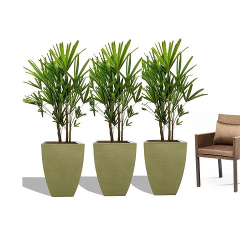 Kit 3 Vaso Planta 60x40 Moderno Trapézio Polietileno BGPLASTICOS V860 ROSA 022