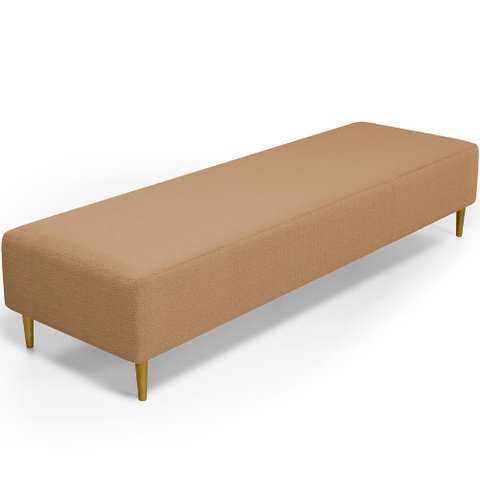Puff Decorativo Sala de Estar Bali W01 Pés Palito 210x60cm Bouclê Mostarda - Lyam Decor