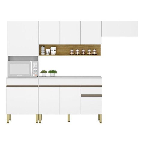 Cozinha Modulada Ambiente Line Composição 8 Supremo Freijó - Kits Paraná