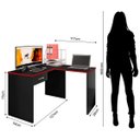 Ver imagem 3 de Mesa Gamer com Extensor em L e 1 Gaveta Drx-9000 Preto/Vermelho