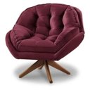Ver imagem 1 de Poltrona Decorativa Califórnia Base de Madeira Giratória Veludo Bordo