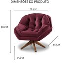 Ver imagem 6 de Poltrona Decorativa Califórnia Base de Madeira Giratória Veludo Bordo
