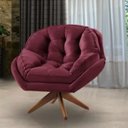 Ver imagem 2 de Poltrona Decorativa Califórnia Base de Madeira Giratória Veludo Bordo