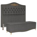 Ver imagem 1 de Cabeceira Cama Box Casal Queen 160cm com Calçadeira Baú Imperial J02 Linho Grafite