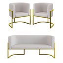 Ver imagem 1 de Kit 2 Poltronas Sofá 2 Lugares para Recepção Gold Veludo Bege